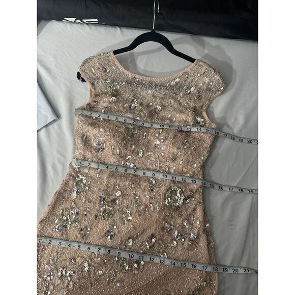 NWT MAC DUGGAL [ 4 ] 5500 Embellished Bateau Neck Cap Sleeve Gown Nude‎ - Picture 5 of 16